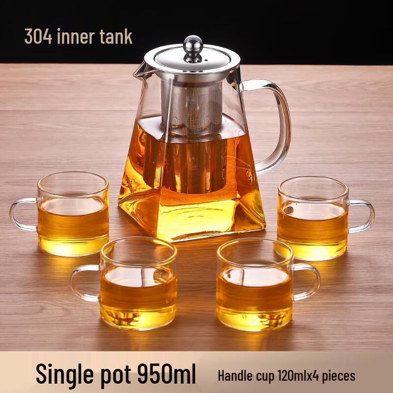 950ml Glass Tea Set with Square Pot and 4 Cups