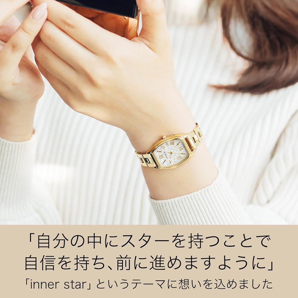 Citizen Wicca Solar Tech Radio-Controlled Watch Warm Gold White Mother of Pearl Analog Business Gift for Women