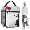 Banksy Street Pop Art Carré Sac à Lunch Isotherme pour Femmes Glacière de Bureau Boîte Thermique à Aliments Sac Fourre-tout Boîtes à Lunch Étanches Contenant