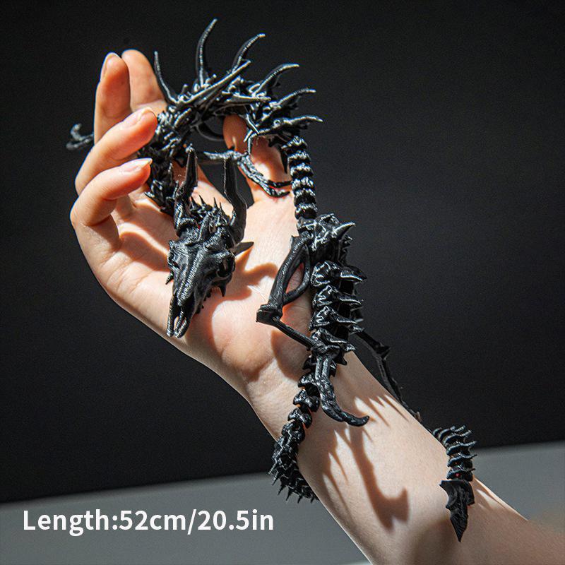 New 3D Printed Dragon Skeleton Model Full Body Movable Joint Skull Dragon Ornaments Creative Desktop Decoration Collection Gifts