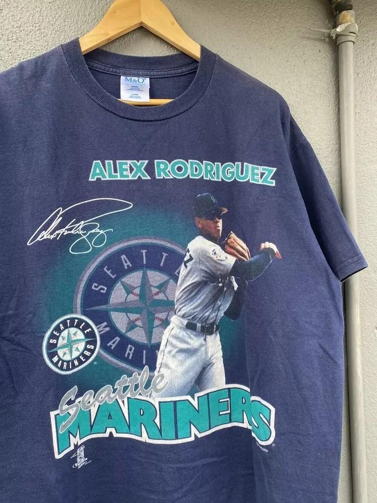 

Seattle Mariners player Alex Rodriguez short sleeve navy color shirt Reprint Unisex T-Shirt XXL