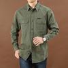 Men's Casual Loose Long-sleeved Shirt New Large Size Solid Color Middle-aged and Young People's Shirt Autumn Tooling Pocket