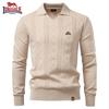 2025 Autumn and Winter New Embroidery Men's Jacquard Sweater Men's Pullover Sweater Solid Color V-neck Knitted Sweater Men