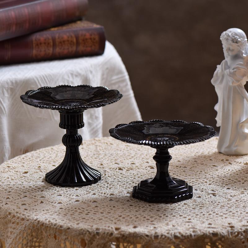 Luxshiny 1pc Elegant Crystal Glass Fruit Plate High Base Dessert Tray for Snacks Stylish Household Storage for Parties Weddings and Daily Use