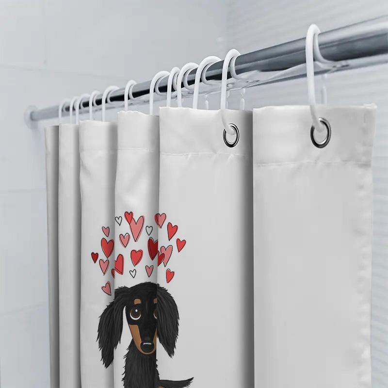 German Shepherd Dog Shower Curtain Waterproof Bathroom Decor Farmhouse Pet Lover Gift Modern Home Decor Artistic Pattern Black A