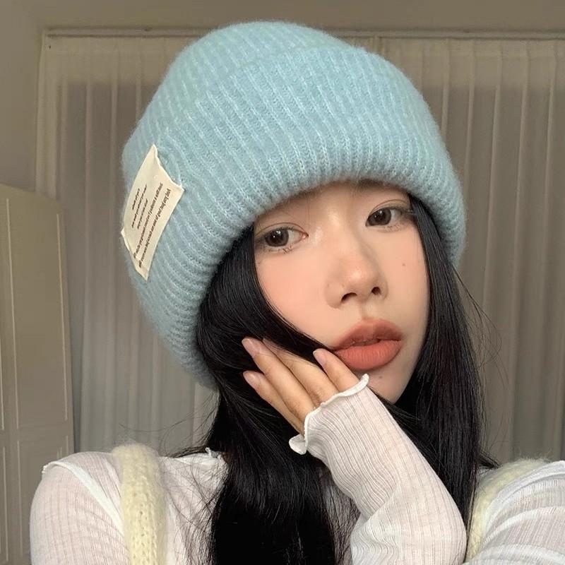 

Осенне-зимняя вязаная шерстяная шапка, модный корейский стиль, осенне-зимняя универсальная теплая однотонная шапка от холода для большой головы для мужчин и женщин One size