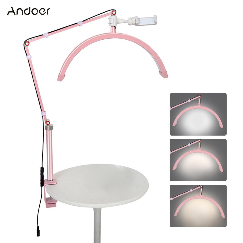 Andoer HD-M3X Desktop LED Video Light Half-moon Shaped Fill Light 3000K-6000K Dimmable with C-Clamp