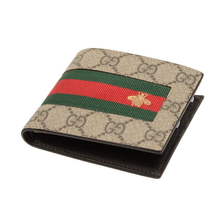 GUCCI Canvas Leather Wallet Men's Ebony / Brown (Unisex) Wallets 408827 KLQCN 8461