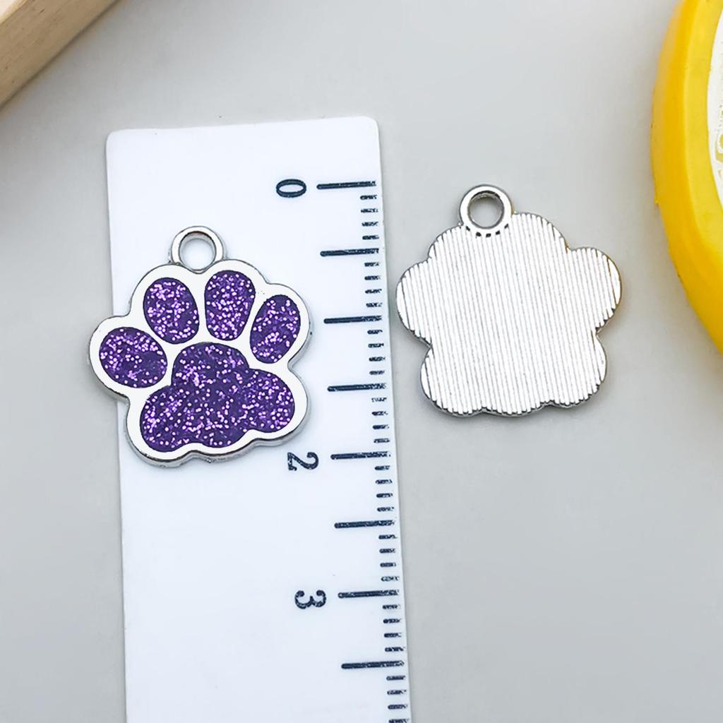 DIY Glitter Dog Paw Pendant: Alloy Drip Oil Jewelry for Pet Tags & Bracelets