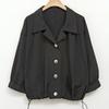 New Arrivals Open Run Women Semi Crop Loose Fit Shirring Bottom String Buttoned