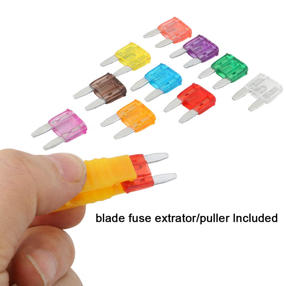 FULARR 130PCS Professional Car Fuse Set: Mini Flat Type Fuse, Replacement Fuse Puller,