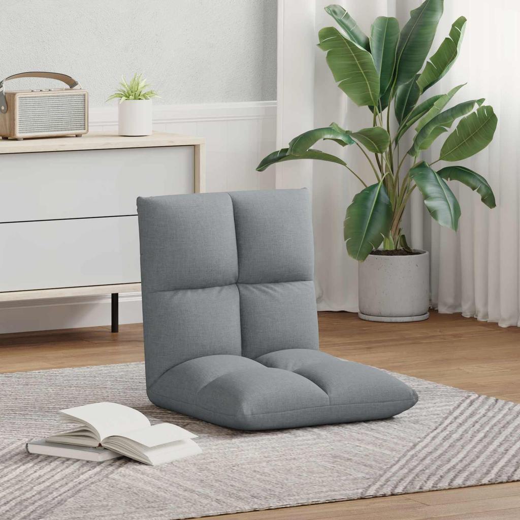 Adjustable Floor Chair Light Grey Fabric