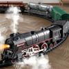 Retro Steam Train Set with Smoke Effect, Lights & Sounds, USB Rechargeable Christmas Train Railway Kits for Kids Holiday Gifts