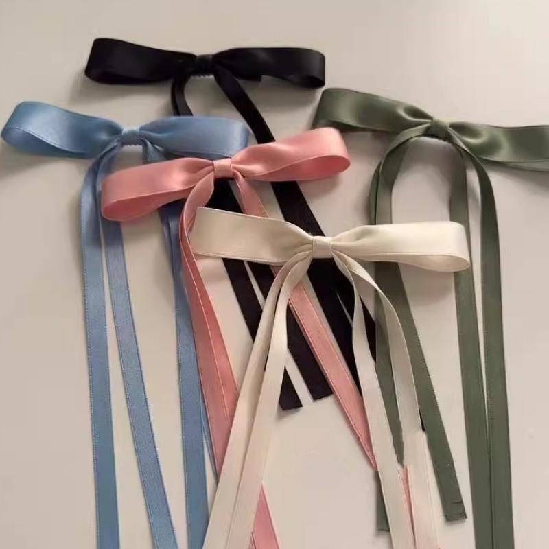 New Colored Satin Ribbon Bowknot Hair Clips Essential for Girl Braided Hair Bows Fashion Girls Barrettes Accessories