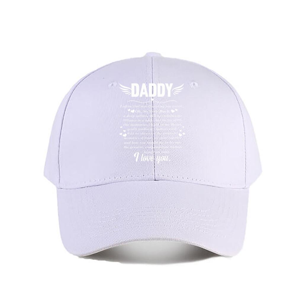 Daddy Memorial Canvas Wall Art Loving Quote Wings Heart Baseball Cap Fashion Unisex Sunhat Womens Outdoor Sports