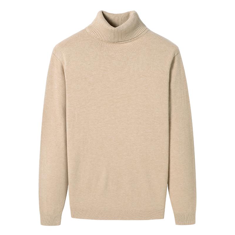 Men's Thickened Woolen High-Neck Sweater with Fleece Lining, Autumn/Winter Warm Base Layer, Rolled Collar Knitwear