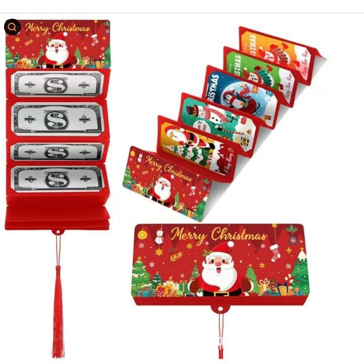 2026 Christmas Surprise Red Envelope Money Box with 10 Card Slots