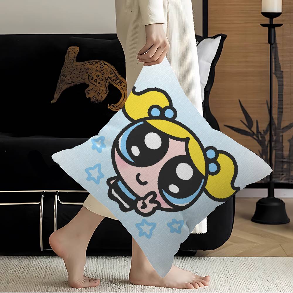 Kawaii PPowerpuff Anime GGirls Cushion Cover Pillow Cover Decor Pillowcase Printed Cushion Case for Couch