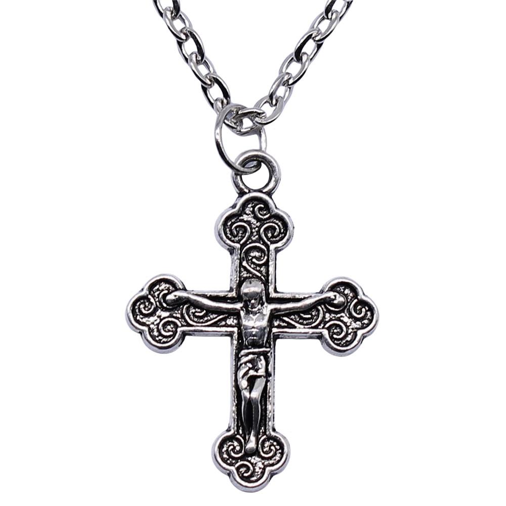 Pray Amulet Charm Necklace Cross Pendant Vintage Halloween Witchy Jewelry 43cm Chain