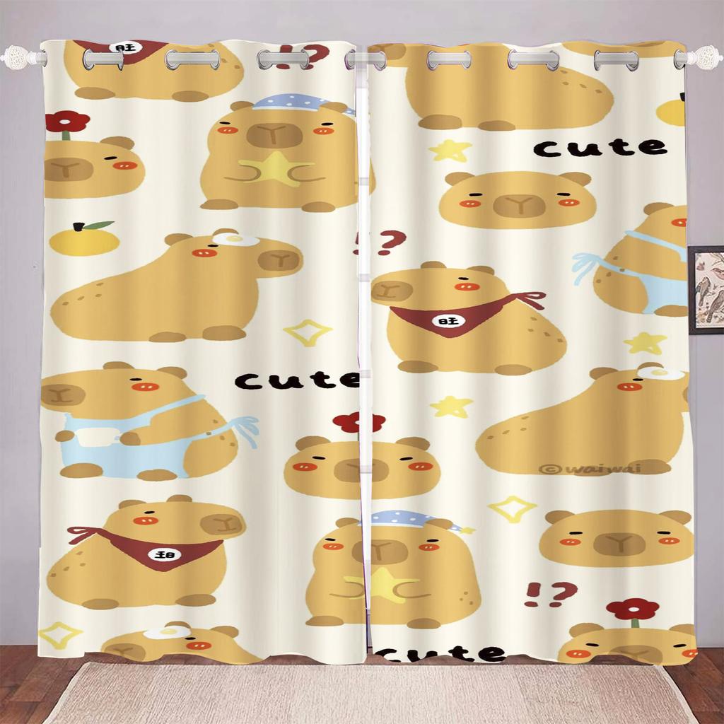 Cartoon Capybabr Curtain For Boy 3D Print Bedroom Living Room Window Blackout Partition Style Home Decoration