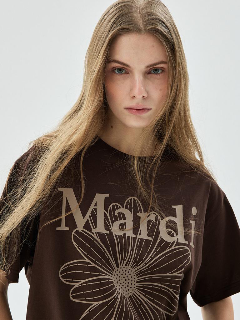 [mardimercredi] T-SHIRT FLOWERMARDI BROWN TAUPE