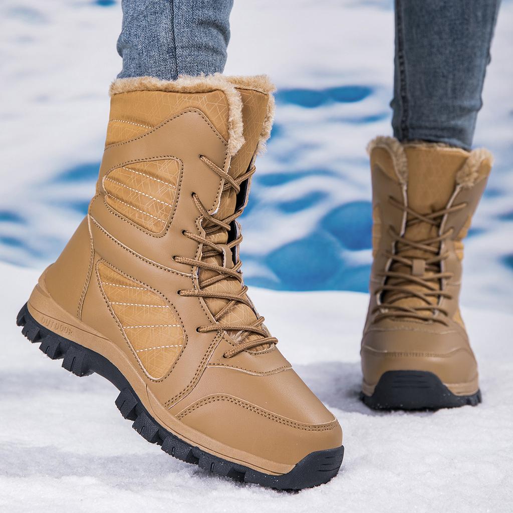New Winter Snow Velvet Warm Non-slip and Cold-proof Outdoor High-top Cotton Shoes Platform-soled Sports Couple Shoes