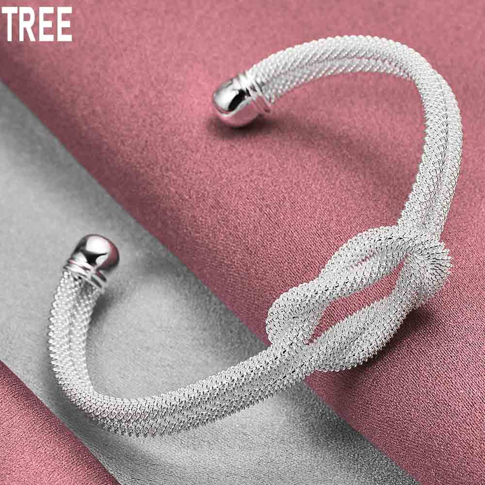 925 Sterling Silver Interwoven Mesh Bracelet Fashion Charm Wedding Jewelry