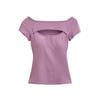 Chic One-Shoulder Hollow Short-Sleeve Women's Slim-Fit T-Shirt