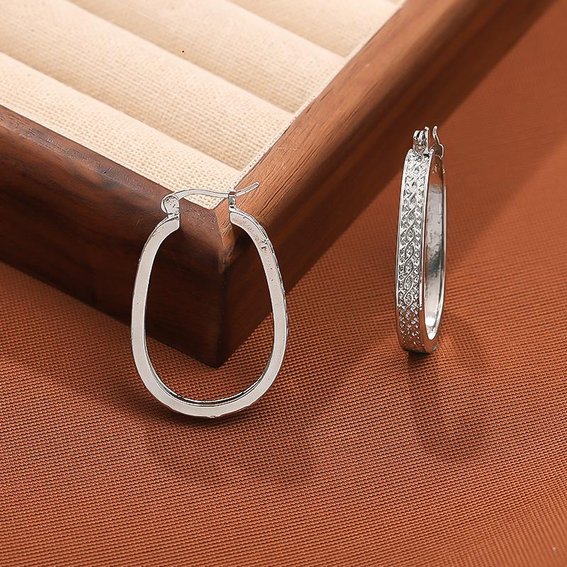 

Модные серьги с узором, простые и универсальные серьги, серьги, женская текстура серебряный