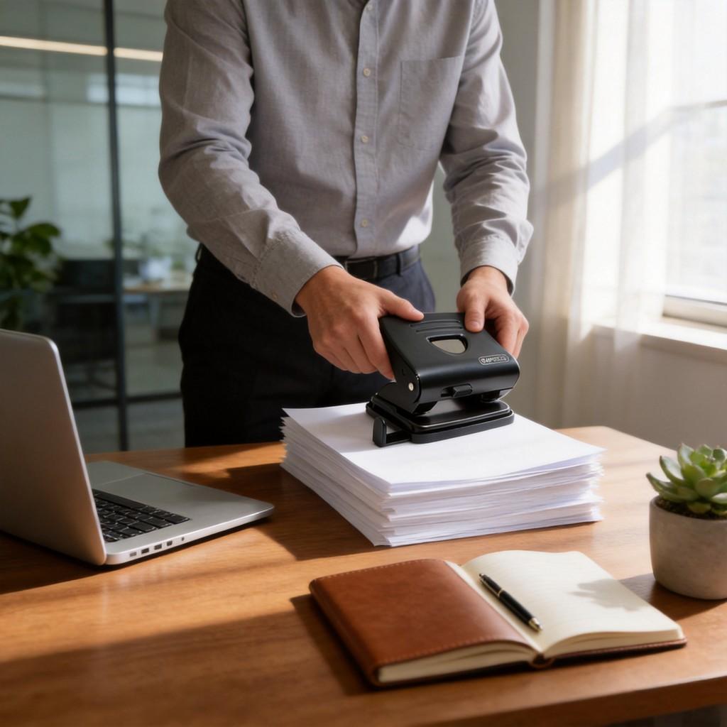Perforatrice de bureau avec grande capacité de trous pour documents A4 et reliure