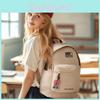 Simple Solid Color Letter And Lots Print Student Casual Backpack With Pendant For School And Daily Use