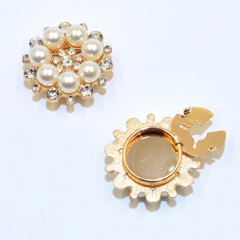 Decorative Shirt Button Covers Pearls Rhinestones Embellished Cufflinks Clips For Shirt Jackets Wedding Dress Decoration