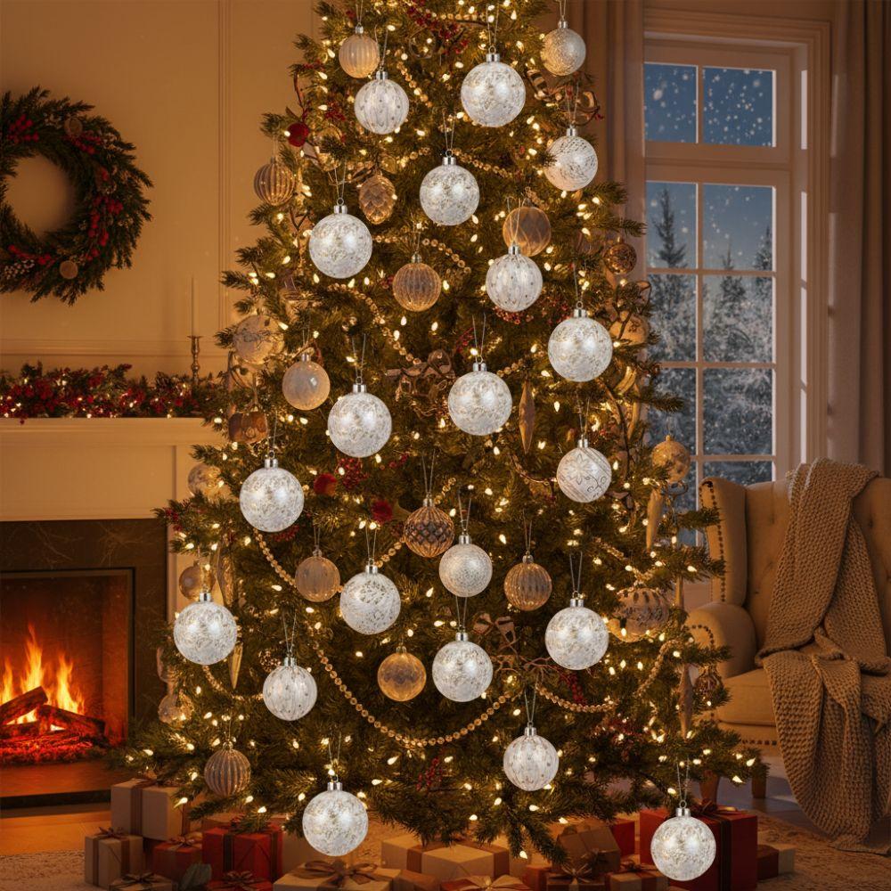 12pcs Shatterproof Christmas Hanging Balls Vintage Xmas Tree Decoration  Home Decor