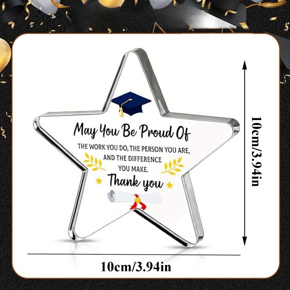 Graduation Season Star-Shaped Acrylic Plaque - "Thank You" Appreciation Gift with Inspirational Quote, Perfect for Graduates & Party Favors, Graduati