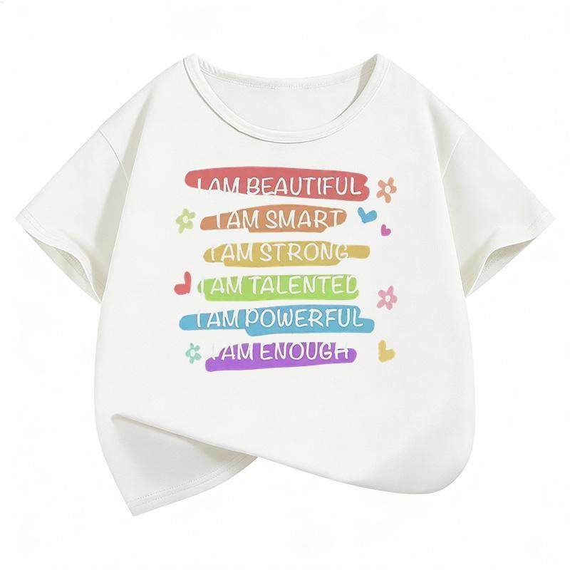 Lovely Fashion Letter Printed  Funny T Shirts Short Sleeve Kids Children's T-shirt Boys Girls Summer Spring Casual Top Tee Shirt