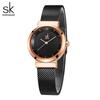 SHENGKE Reloj dorado de marca de lujo para mujer, elegantes relojes de pulsera de cuarzo con diamantes para mujer, reloj de malla de acero