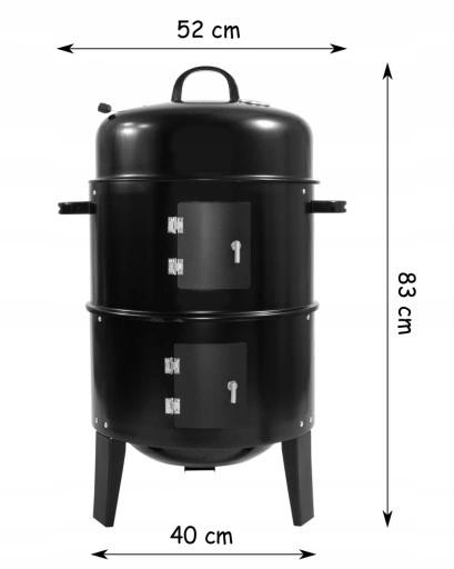 Grill Wędzarnia Stalowa Węglowy Ogrodowy Palenisko Wędzok 3W1