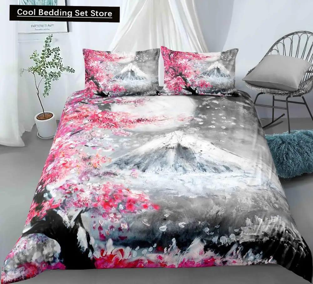 Comforter Oil Painting Landscape King Queen Natural Scenery Bedding Set Teen Adult Floral Ocean Building Polyester