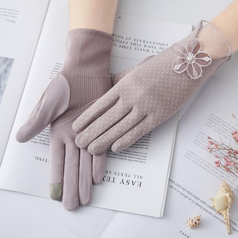 New Pure UV Protection Stretch Sun Protection Gloves Women's Thin Summer Non-slip Touch Screen Short Cotton Glove