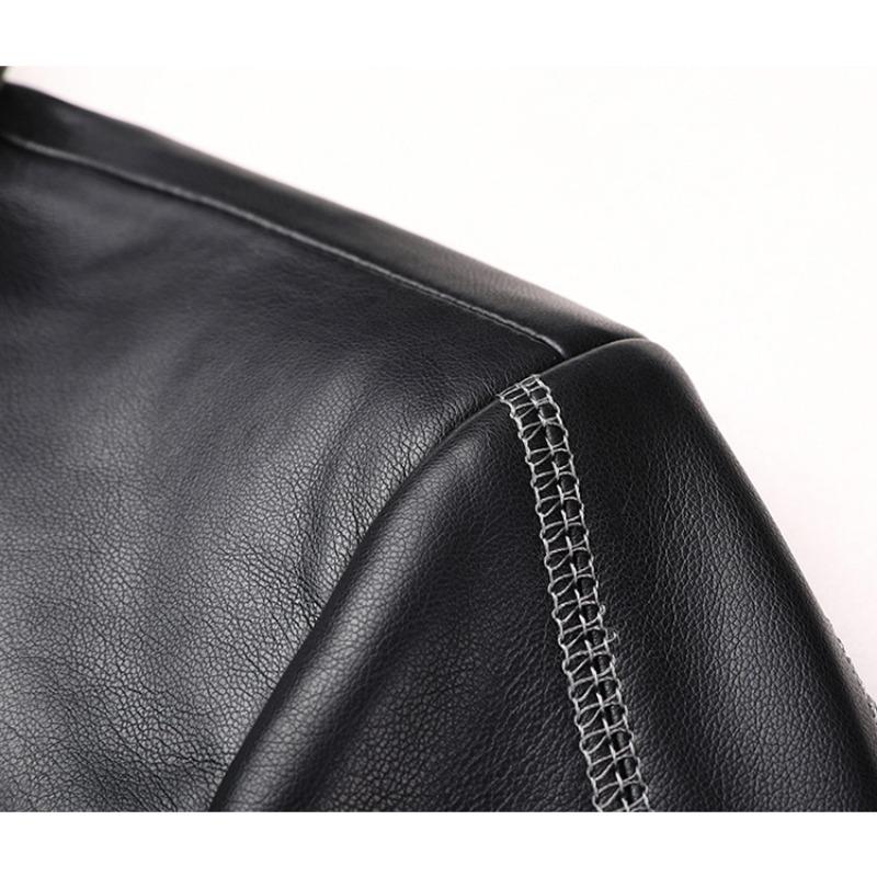 Men's Leather Jacket Autumn and Winter New Business Casual Simple Lapel Short Soft Leather Jacket Men's Clothing