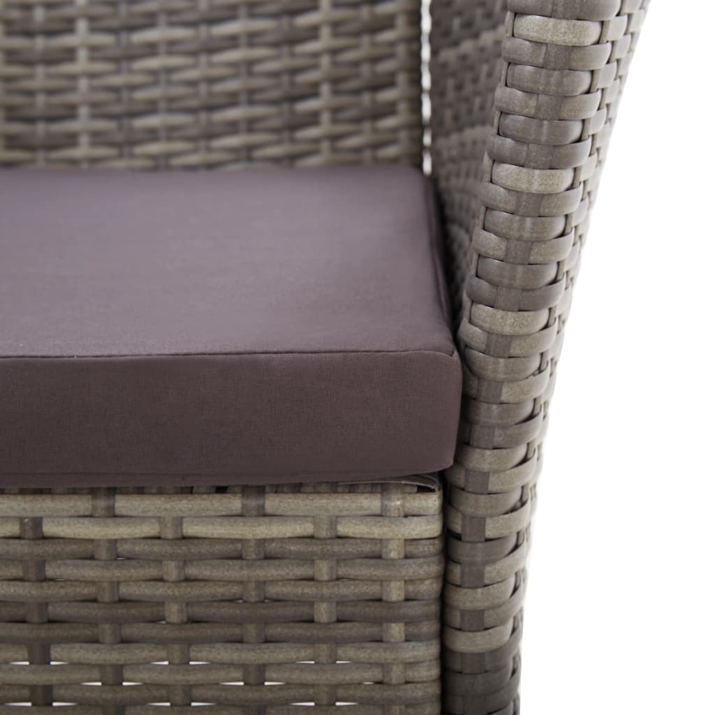 Garden Chairs 2 pcs with Cushions Grey Poly Rattan