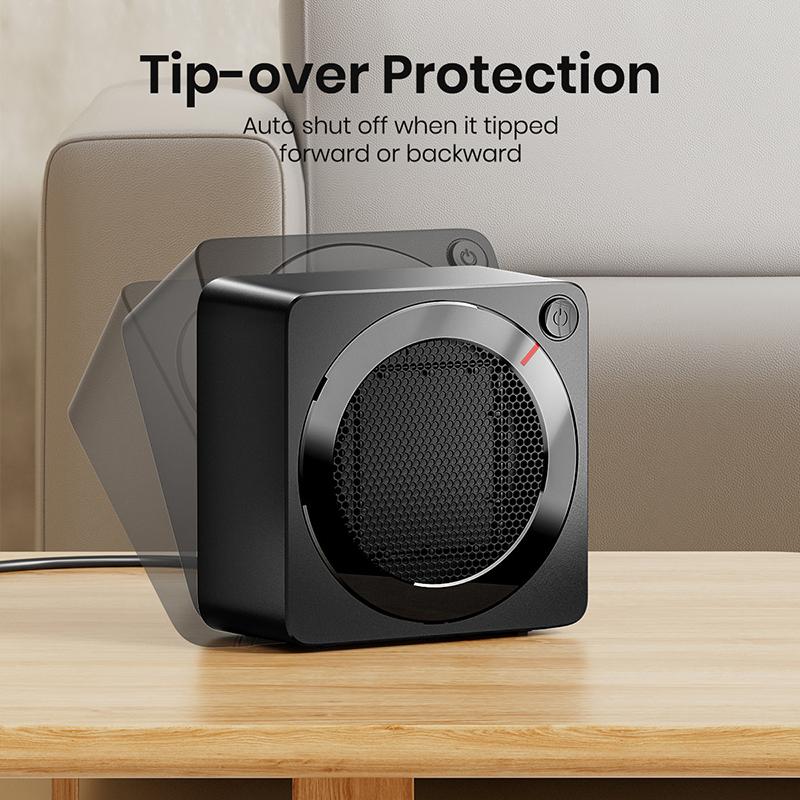 Chauffage d'appoint 500W Chauffages d'appoint à faible consommation d'énergie pour usage intérieur, Chauffage de bureau électrique à chauffage rapide en céramique PTC, Surchau