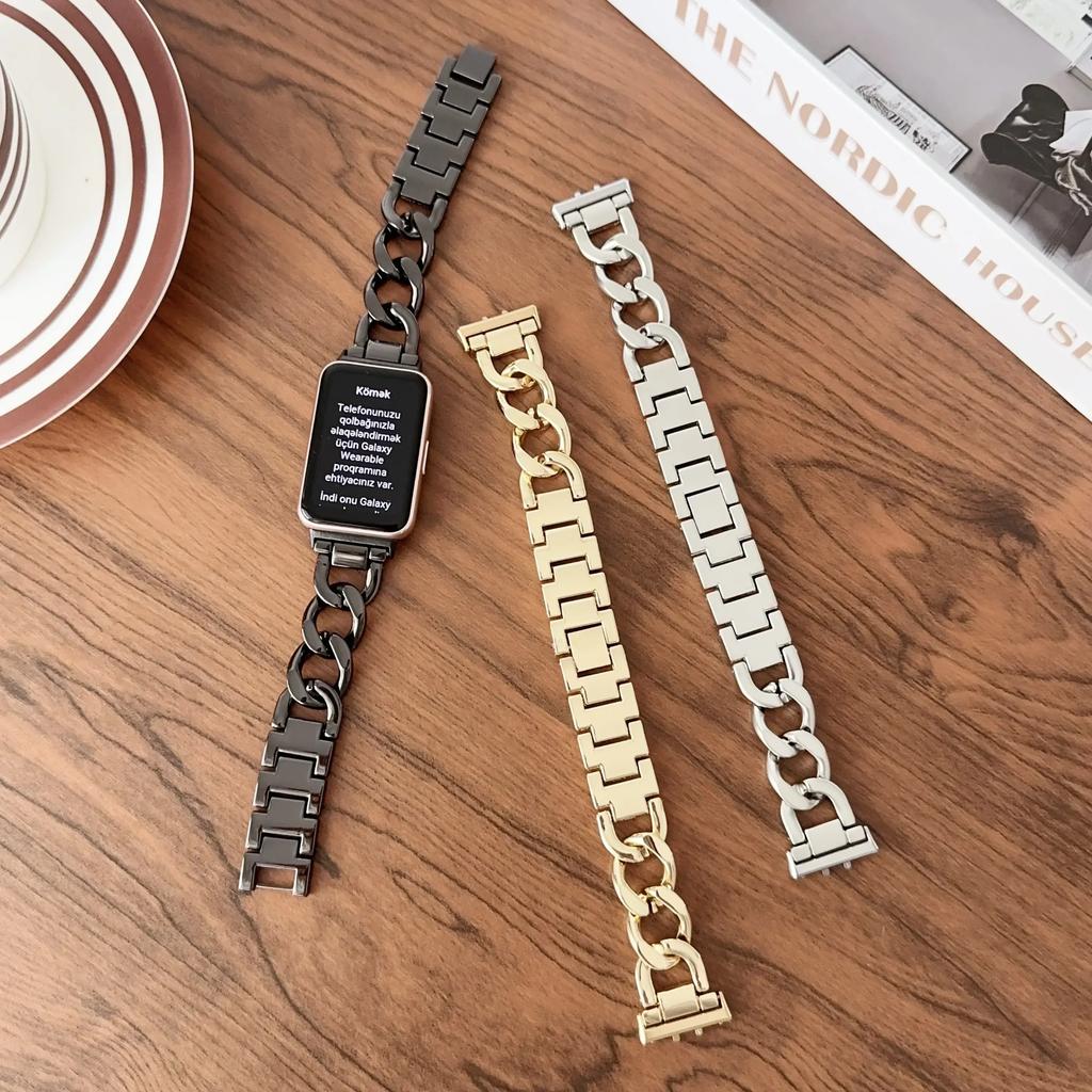 Nerezový řemínek pro chytré hodinky Samsung Galaxy Fit 3 Kovový řetízkový náramek Náramek na zápěstí pro Fit3 Příslušenství k řemínku hodinek