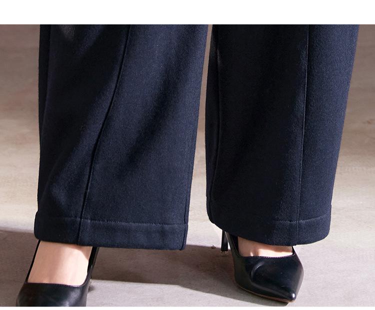 Sijiqing Women's Versatile Autumn Wide-Leg Wool Pants