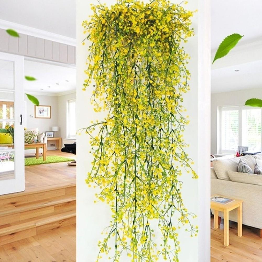 Plastic Artificial Plants Vine Lifelike Handmade Hanging Leaves Vines Artificial Flowers Faux Trailing Plant Indoor Display