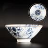 85ml Retro Blue and White Porcelain Cone Teacup Anti Scaling Hand-Painted Ceramic Tea Bowl Travel Meditation Cup Chinese Tea