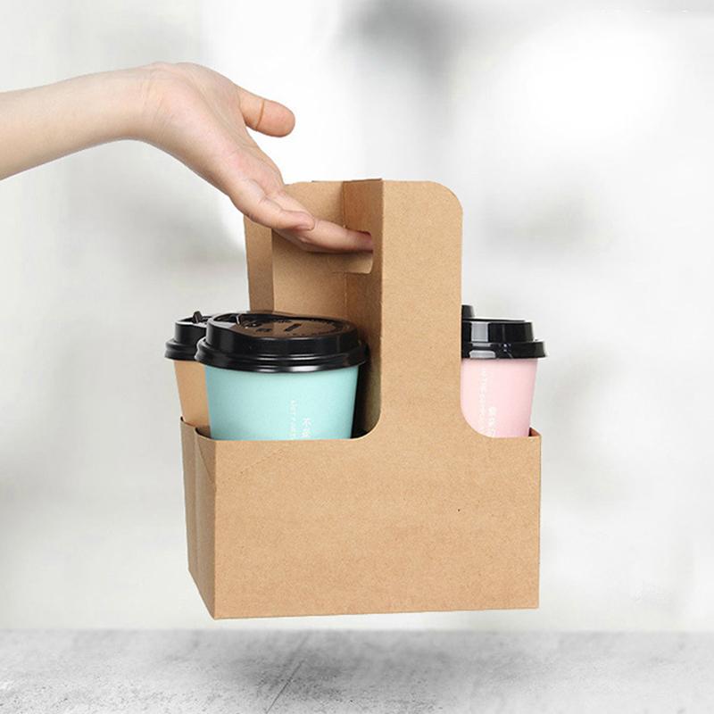 10 db Hordozható Virágos Ajándéktáska Kraft Papír Tartó Kávé Virág Torta Desszert Csomagoló Doboz Fotó Köszönetajándék Italhordozó Fogantyúval