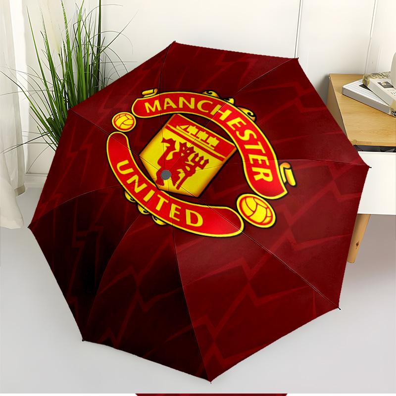 Manchester United F.C Print Automatic Open Close Umbrella, Portable Foldable Umbrella, for Outdoor Commute Camping Trip, Ideal Birthday Gift