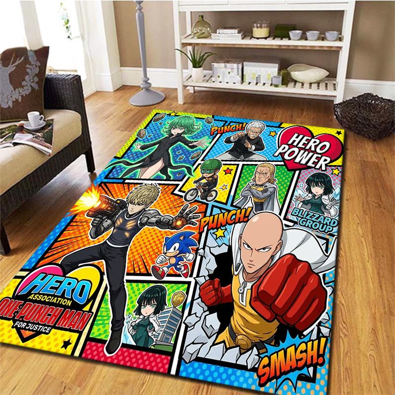 Onepunch Man Teppich für Wohnzimmer Schlafzimmer Zuhause Sofadekoration Kinder Spiel rutschfeste Bodenmatte