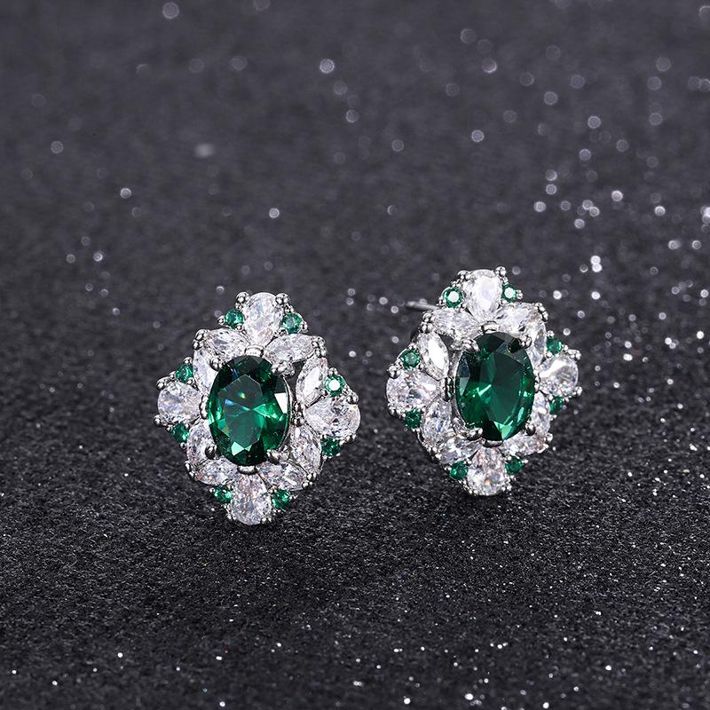 Jewelry Popular Ring Imitation Emerald Dan Pendant Ring 10 * 12 Earrings 6 * 8 Set